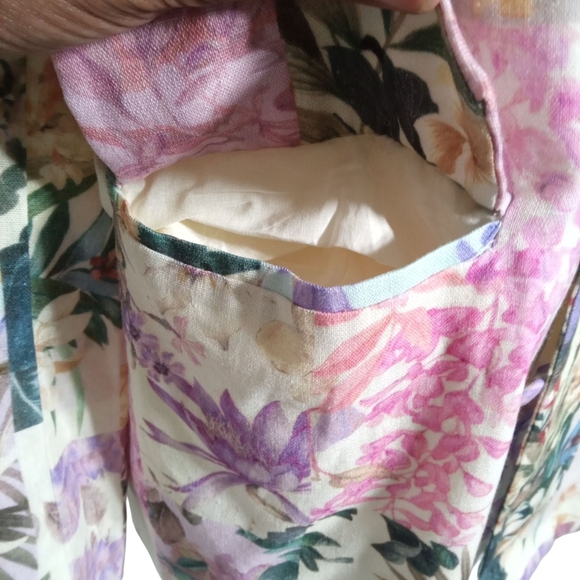 VICI Women's Sundew Multicolor Bird & Floral Print Patchwork Blazer Jacket Large - Picture 4 of 10